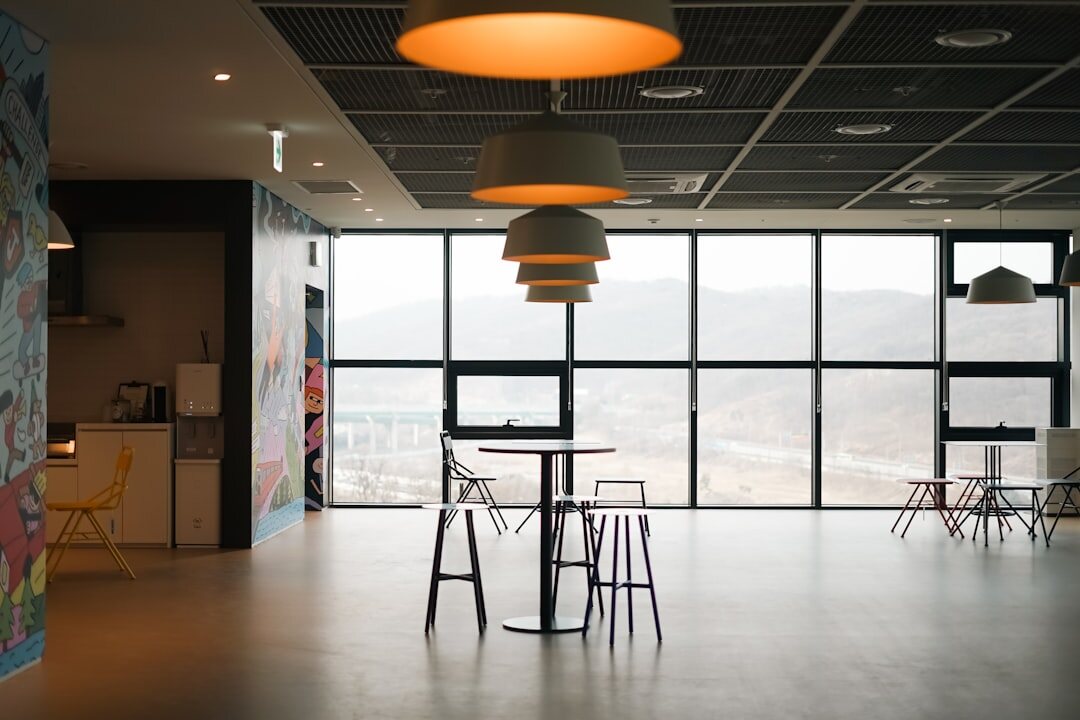 Bright minimalist reception area of an office