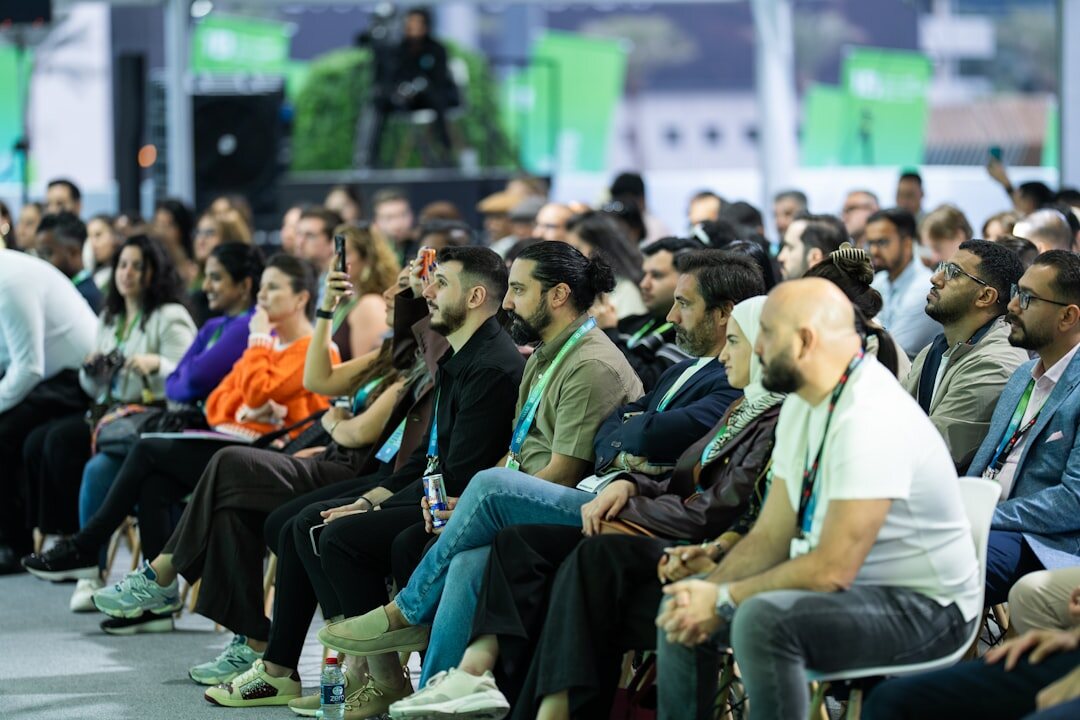 Tech and startup meetup audience listening to speaker